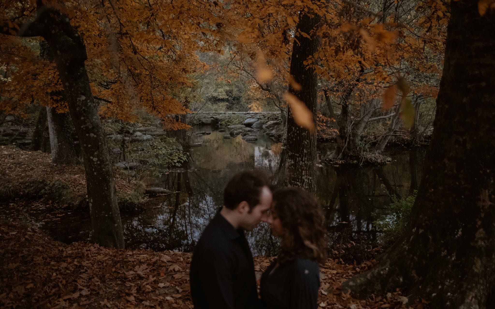 Séance photo de grossesse et futurs parents en extérieur, à l’ambiance poétique, en forêt à l’automne près de Clisson par Geoffrey Arnoldy photographe