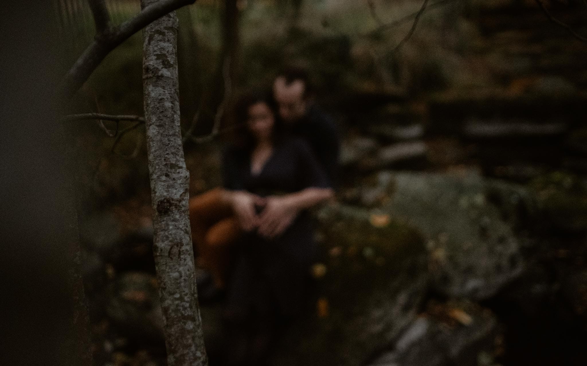 Séance photo de grossesse et futurs parents en extérieur, à l’ambiance poétique, en forêt à l’automne près de Clisson par Geoffrey Arnoldy photographe