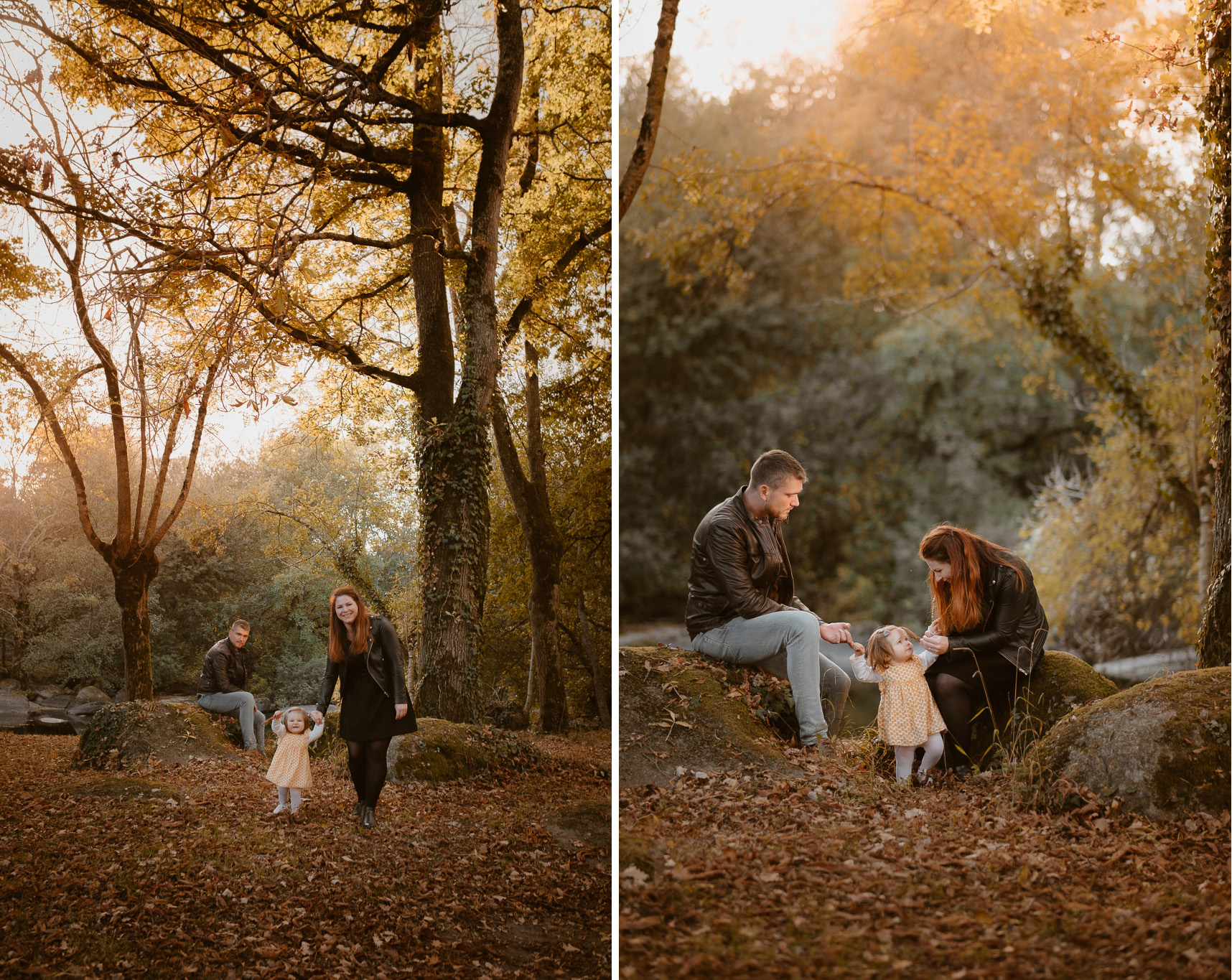 Séance photo de famille parents enfant en extérieur, à l’ambiance poétique en automne à Clisson par Geoffrey Arnoldy photographe