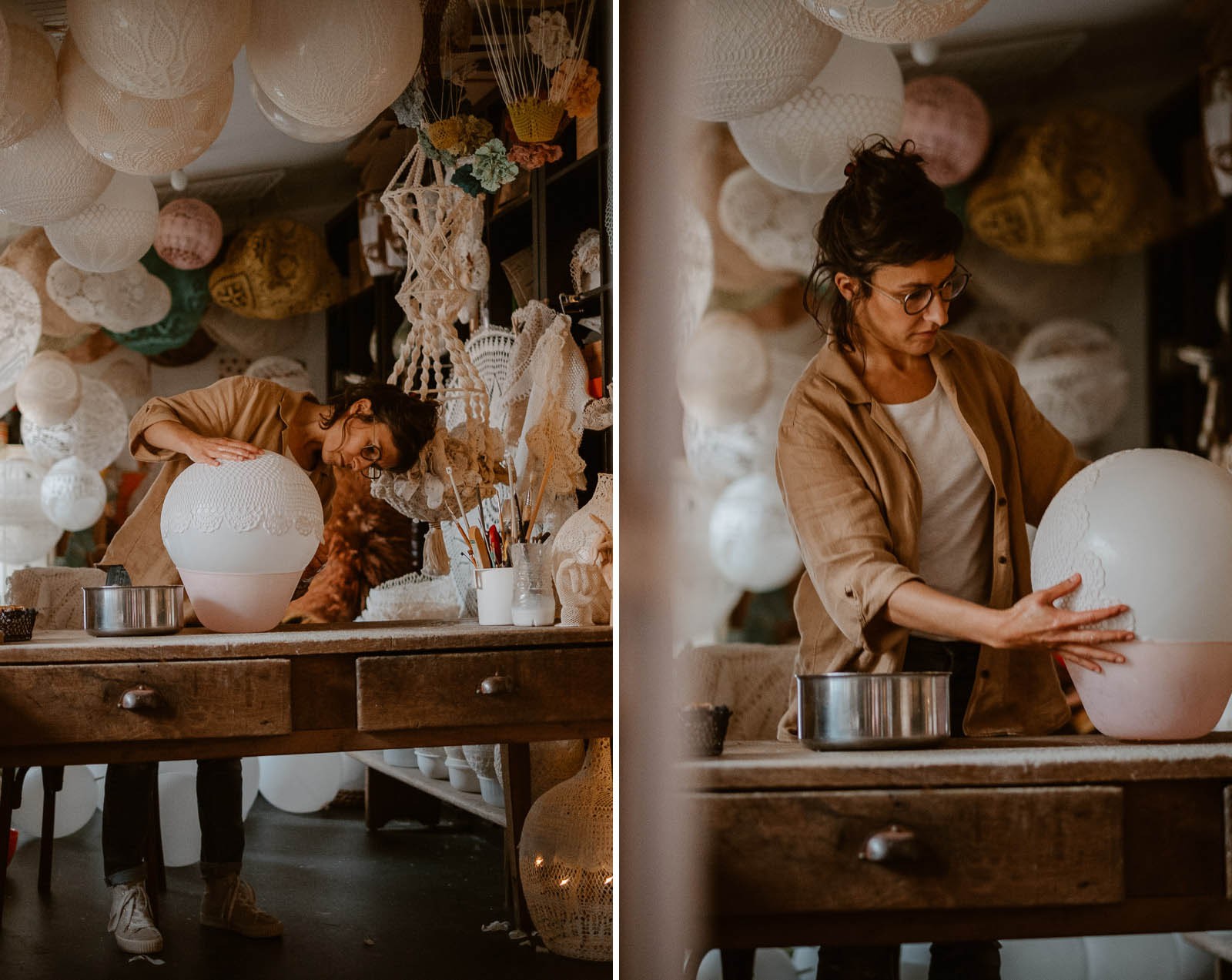 photographies d’une créatrice en design textile & scénographe dans son atelier à Clisson