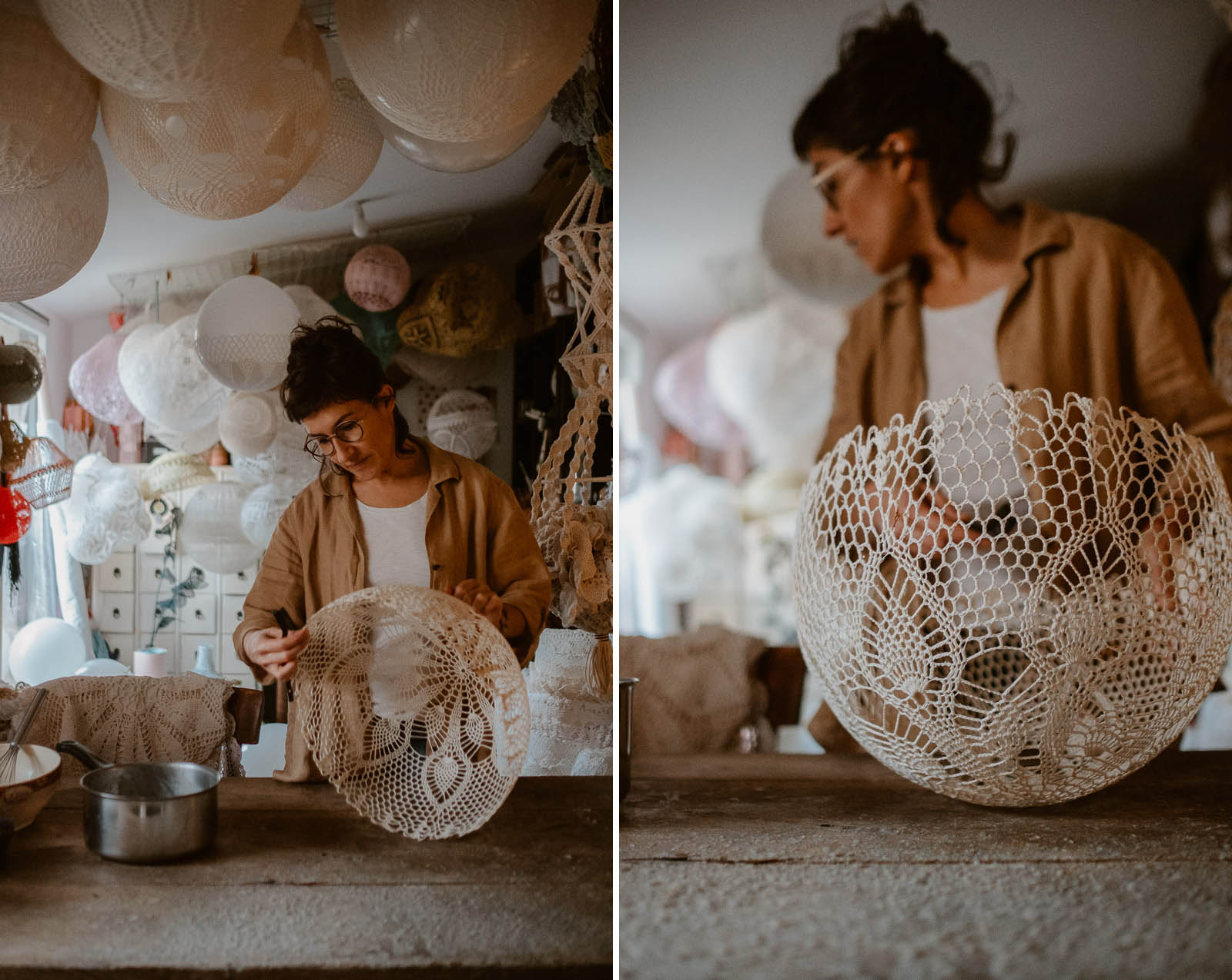 photographies d’une créatrice en design textile & scénographe dans son atelier à Clisson