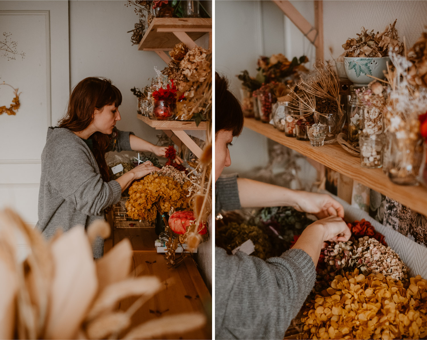 photographies d’une artiste créatrice dans son atelier boutique à Saumur