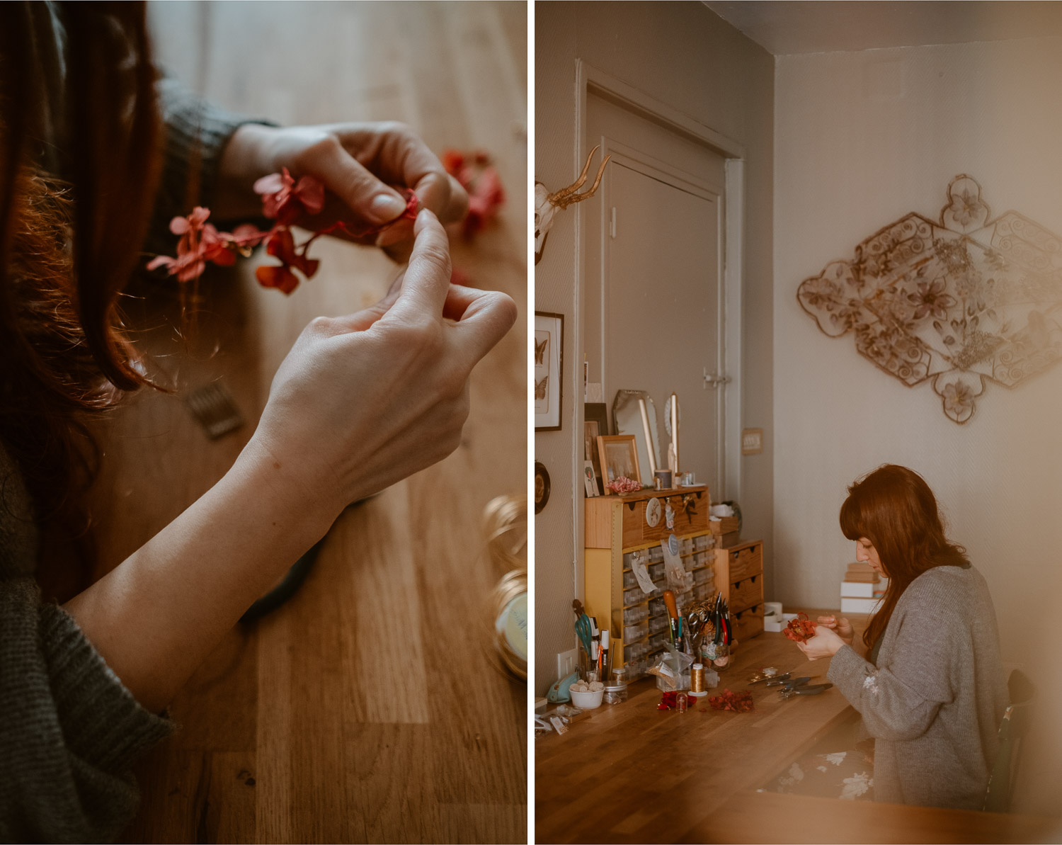 photographies d’une artiste créatrice dans son atelier boutique à Saumur