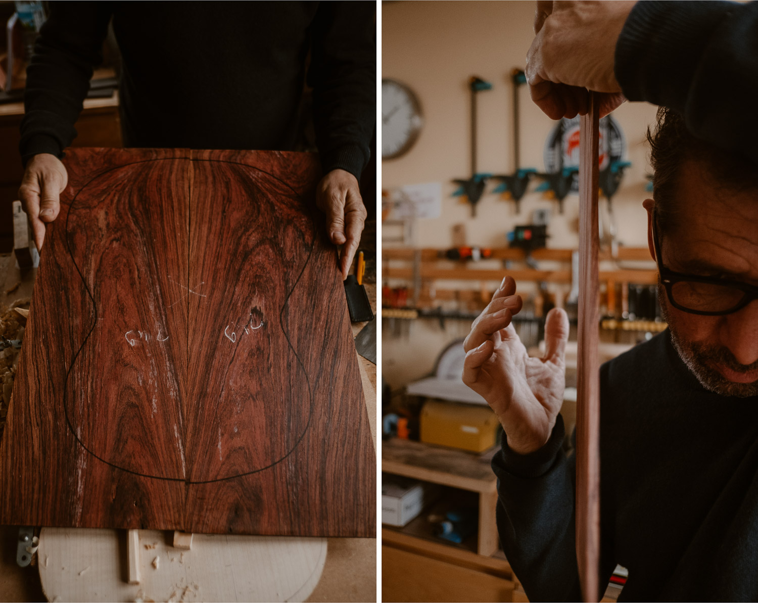 photographies d’un luthier guitare artisan d'art & créateur dans son atelier sur l'ïle de Nantes