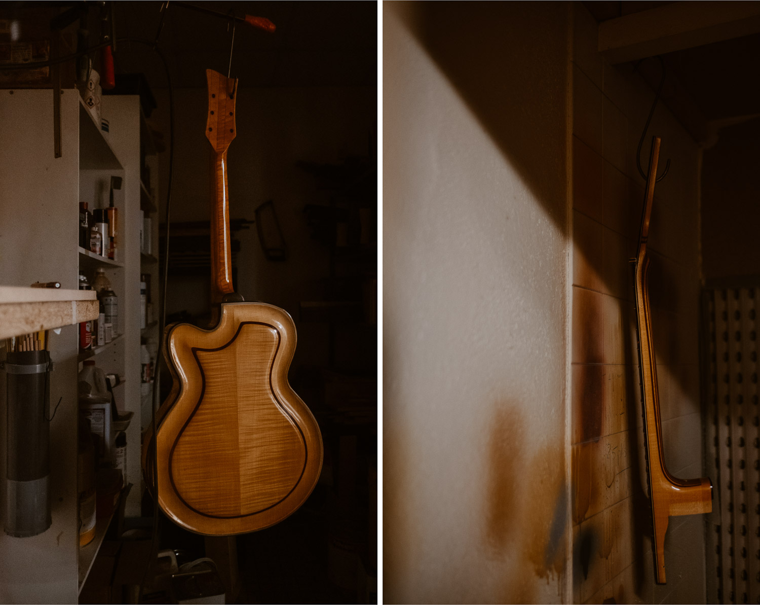 photographies d’un luthier guitare artisan d'art & créateur dans son atelier sur l'ïle de Nantes