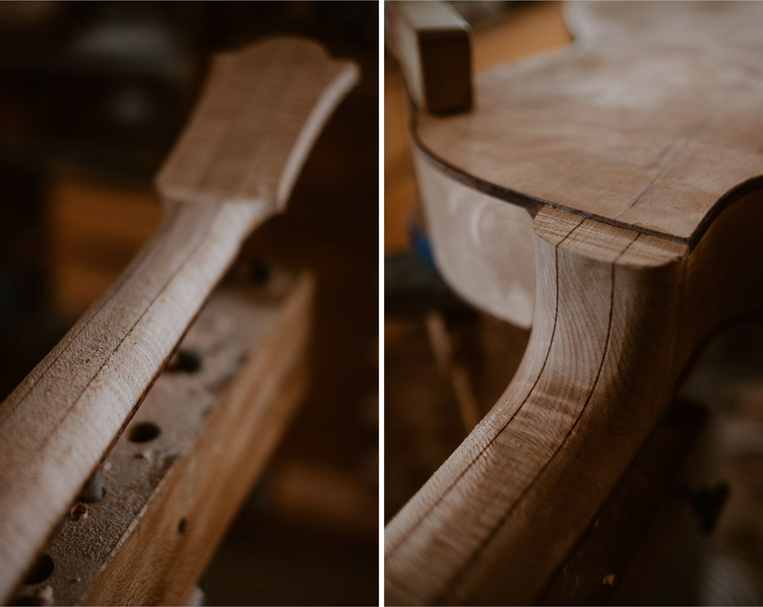 photographies d’un luthier guitare artisan d'art & créateur dans son atelier sur l'ïle de Nantes