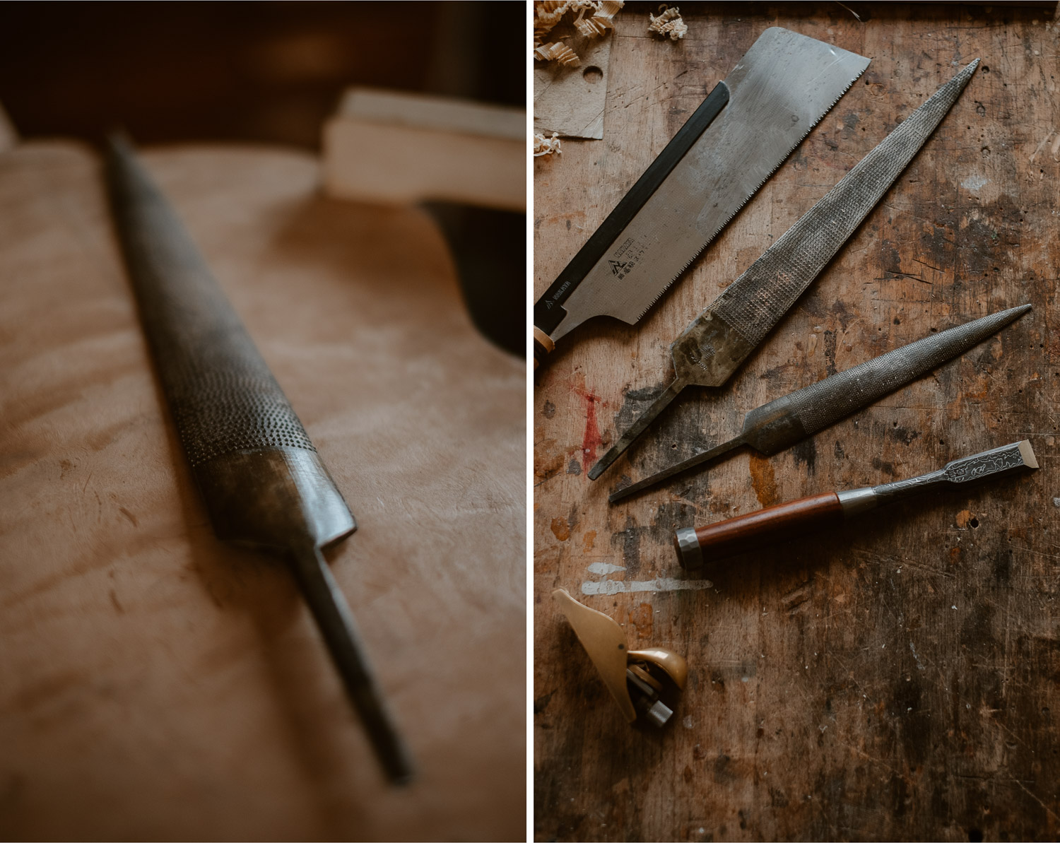 photographies d’un luthier guitare artisan d'art & créateur dans son atelier sur l'ïle de Nantes