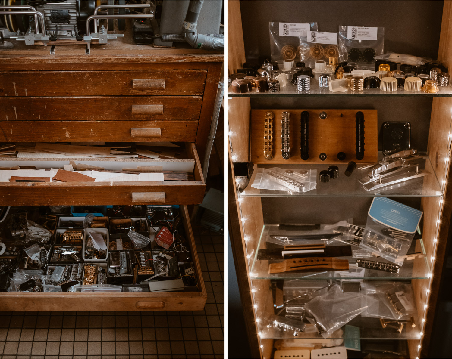 photographies d’un luthier guitare artisan d'art & créateur dans son atelier sur l'ïle de Nantes