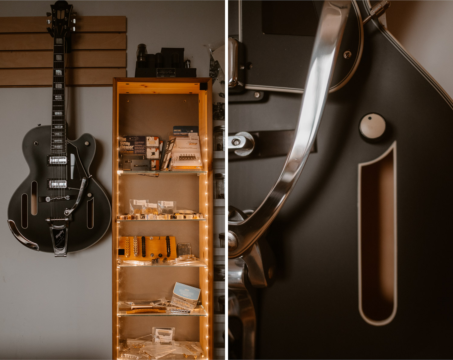 photographies d’un luthier guitare artisan d'art & créateur dans son atelier sur l'ïle de Nantes