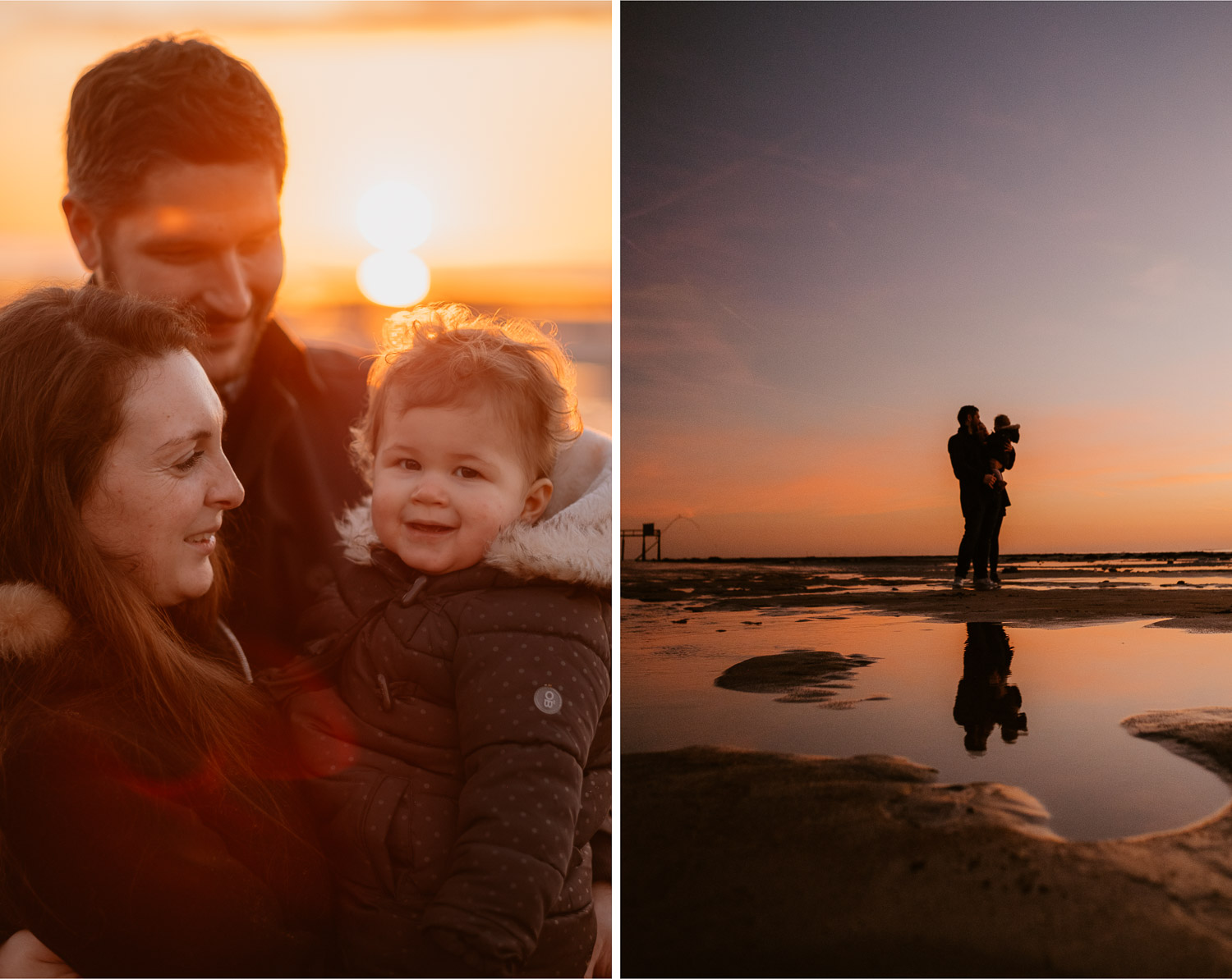 Séance photo lifestyle de famille parents enfant en extérieur, sur la plage, côte atlantique du pays de Retz par Geoffrey Arnoldy photographe