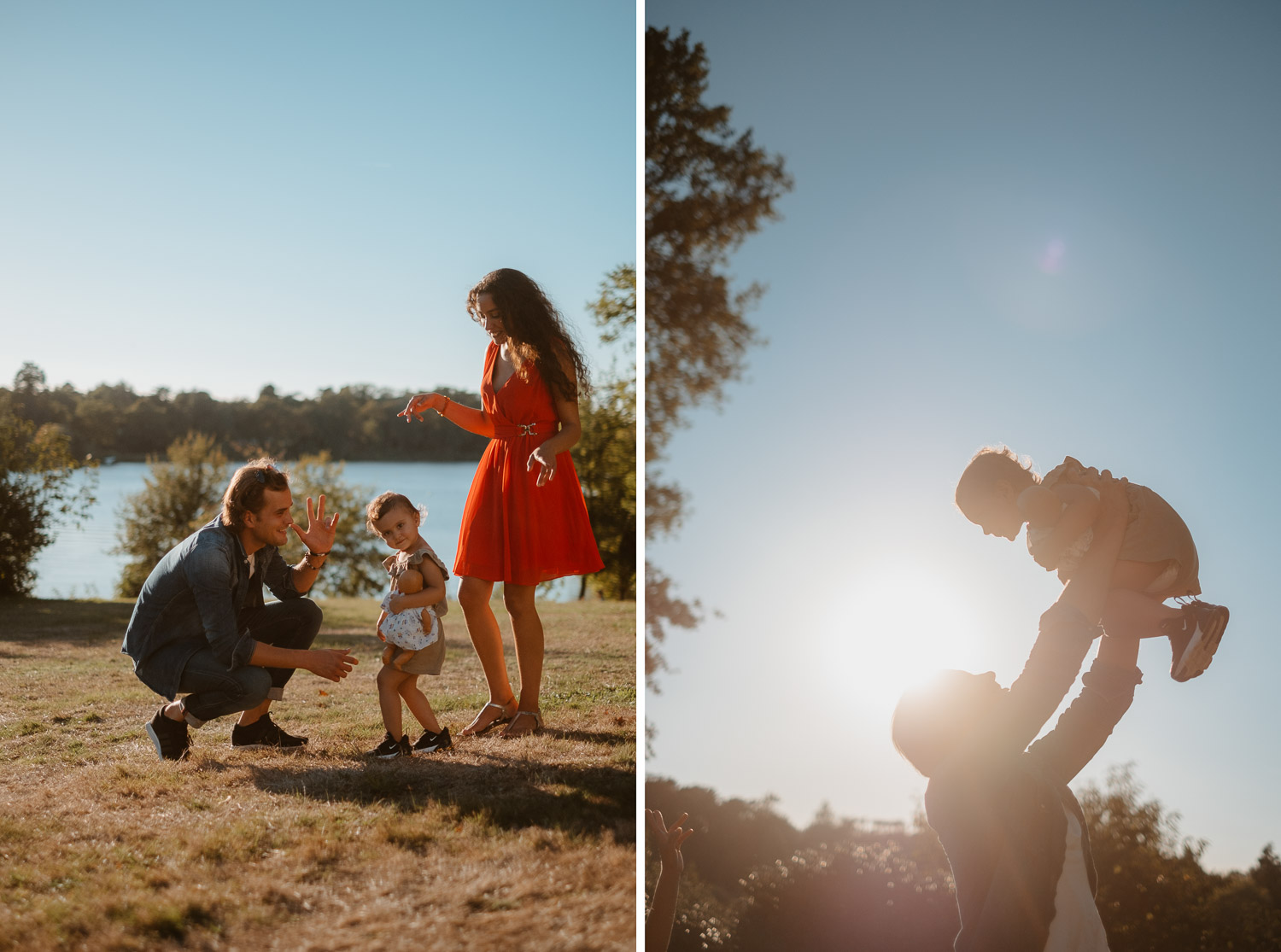 Photographies de jeux en famille au bord de l'erdre à Nantes