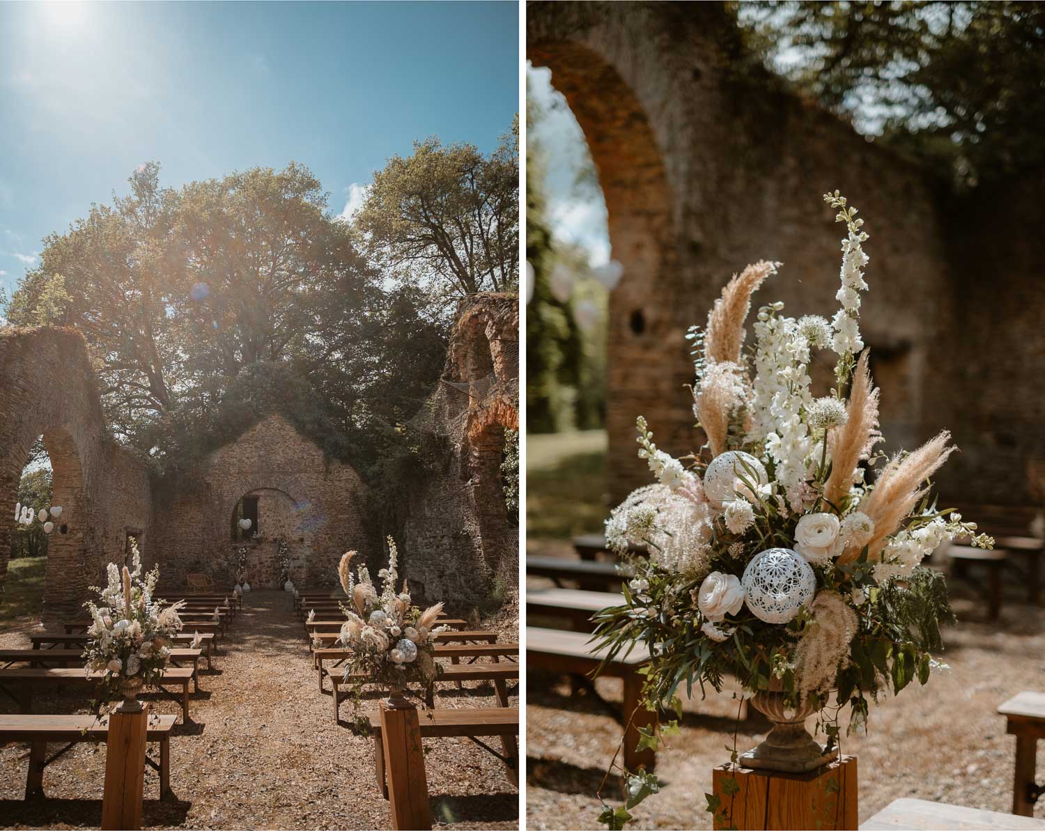 Décoration florale d’une cérémonie laïque de mariage par Petite Fleur