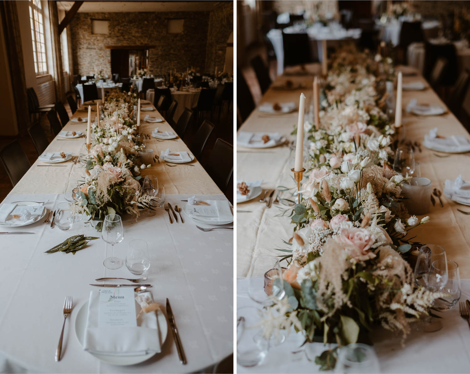 Table des mariés au Manoir de la Jahotière