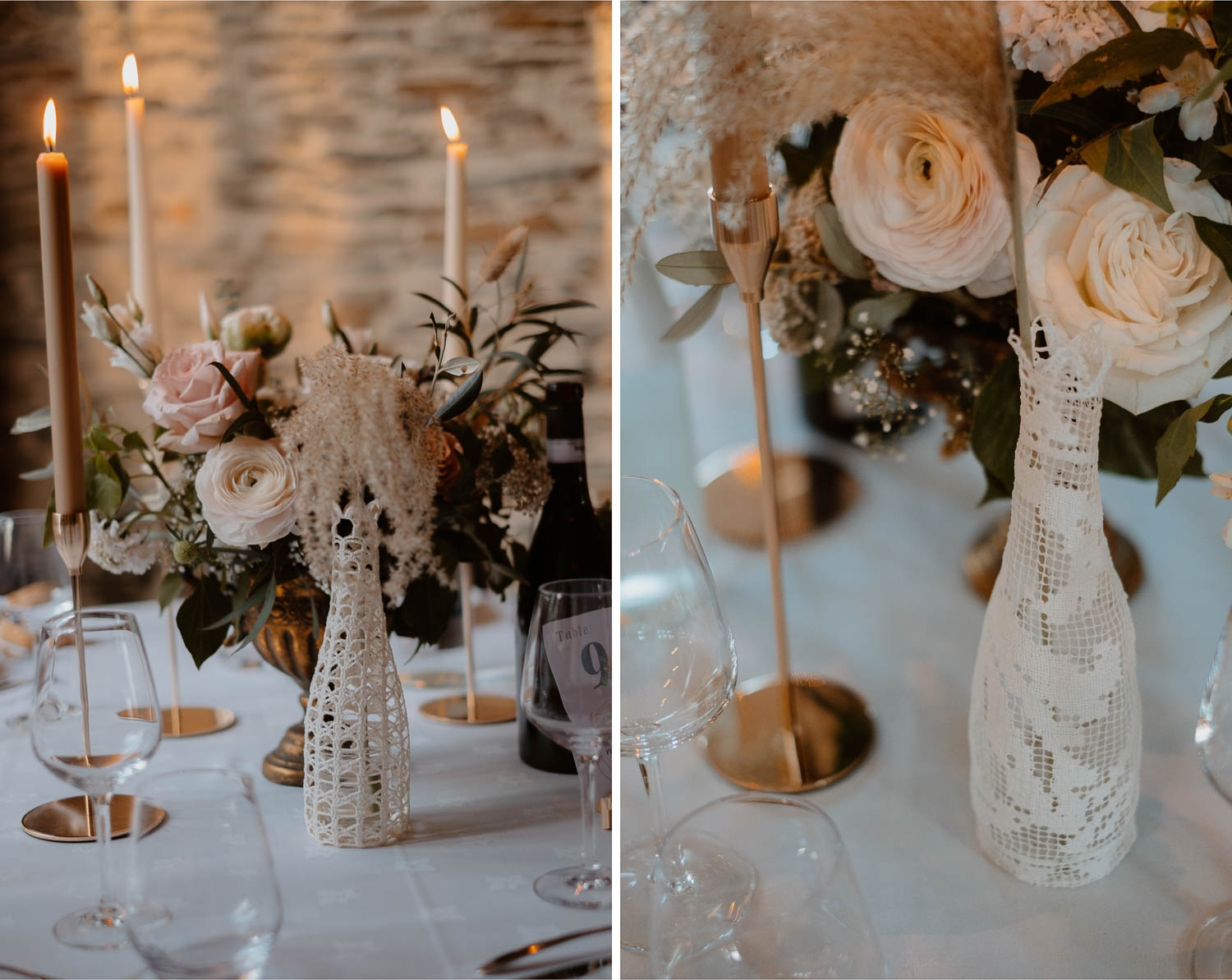 Décoration maillO design d’une salle de mariage en pierre apparente