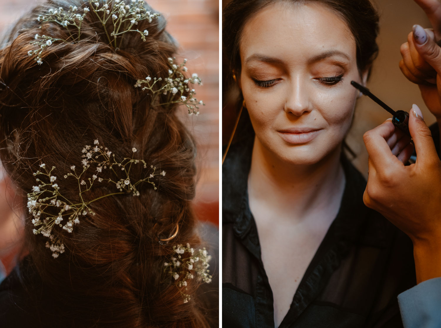 Maquillage et préparatifs d’un mariage de deux créatifs