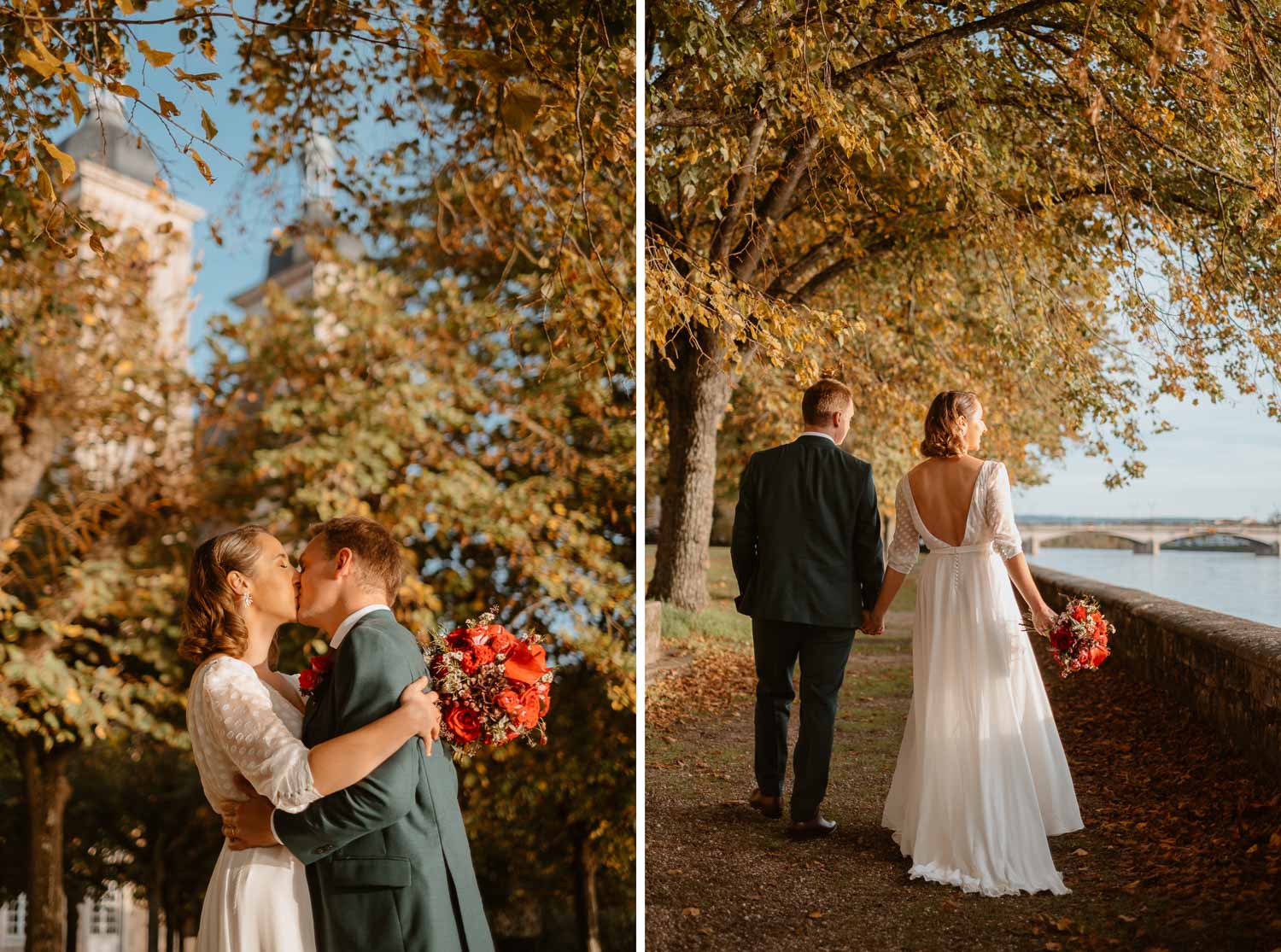 Photographies de couple d’un mariage d’automne à l’abbaye des prémontrés