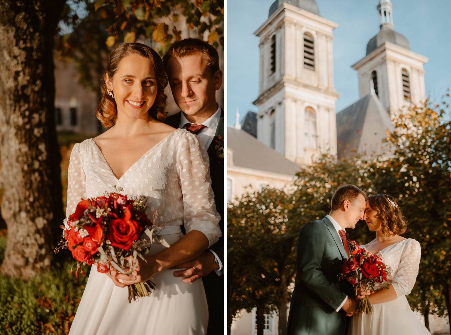 Photographies de couple d’un mariage d’automne à l’abbaye des prémontrés