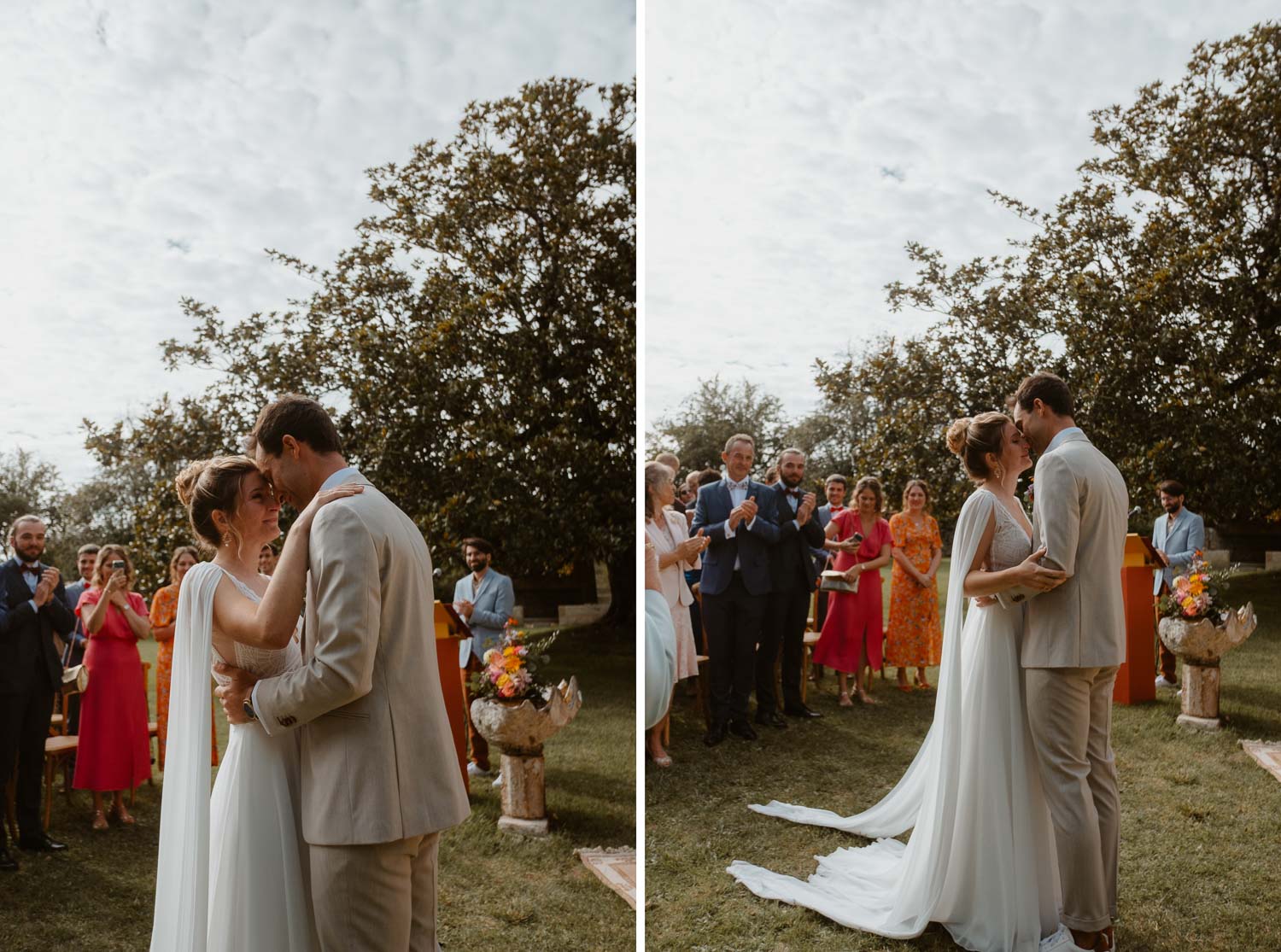 Reportage photo lifestyle de la cérémonie laïque d’un mariage au Château de Théon en Charente Maritime