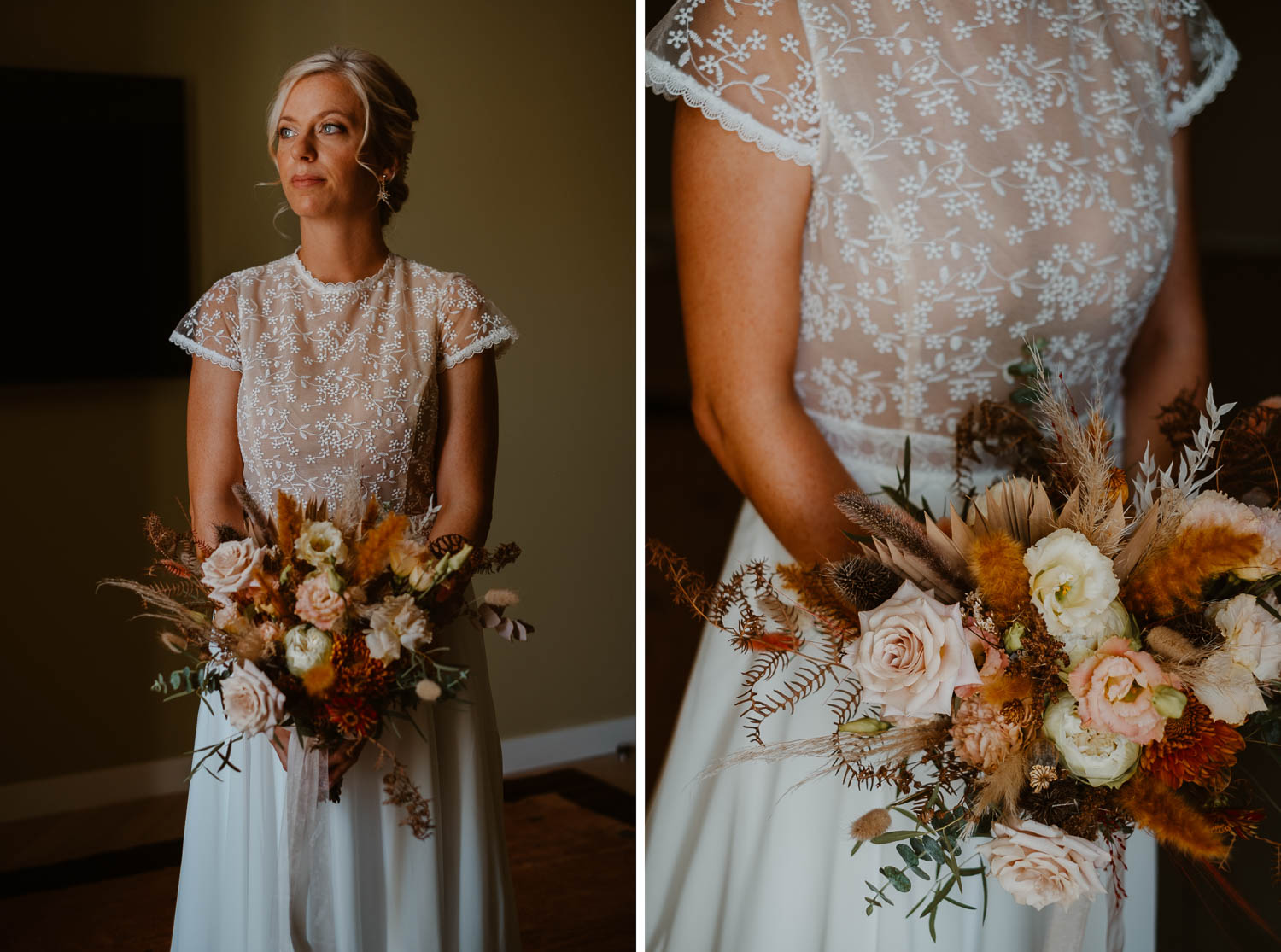 reportage photo préparatifs robe mariée Nantes — Domaine de la Mazure Chapelle Basse Mer