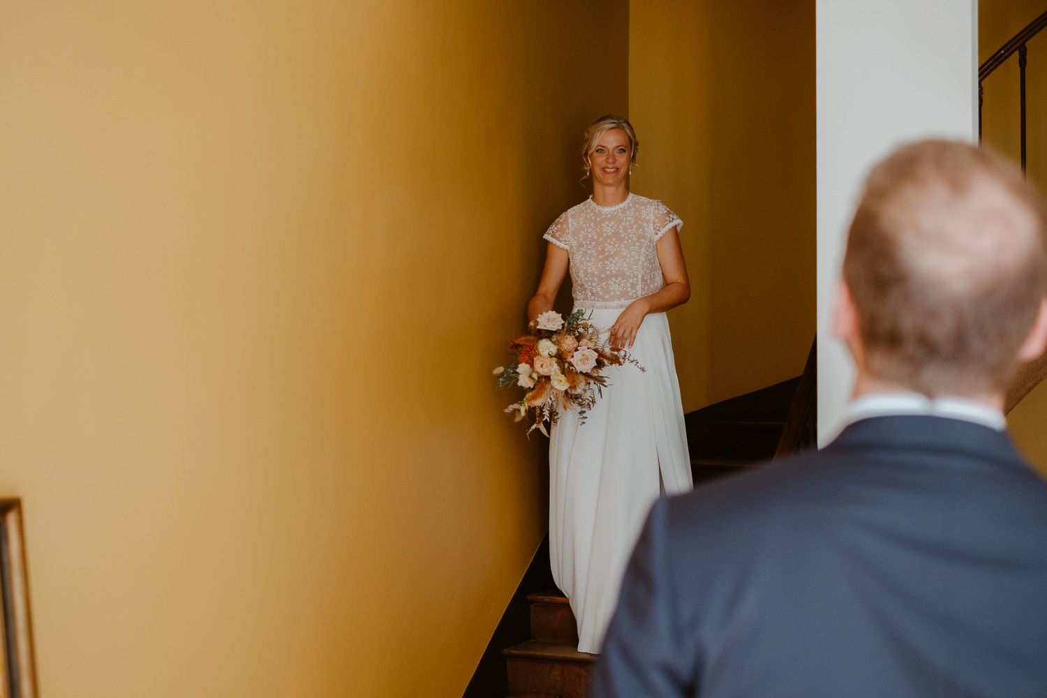 photo first look découverte mariés — Domaine de la Mazure Chapelle Basse Mer