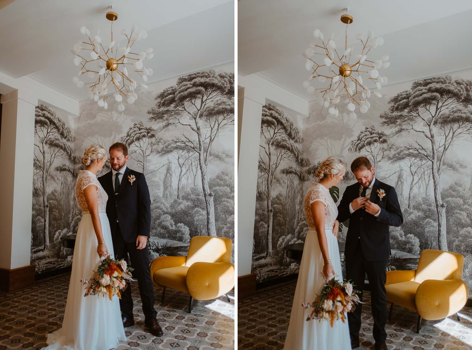 photo first look découverte mariés — Domaine de la Mazure Chapelle Basse Mer