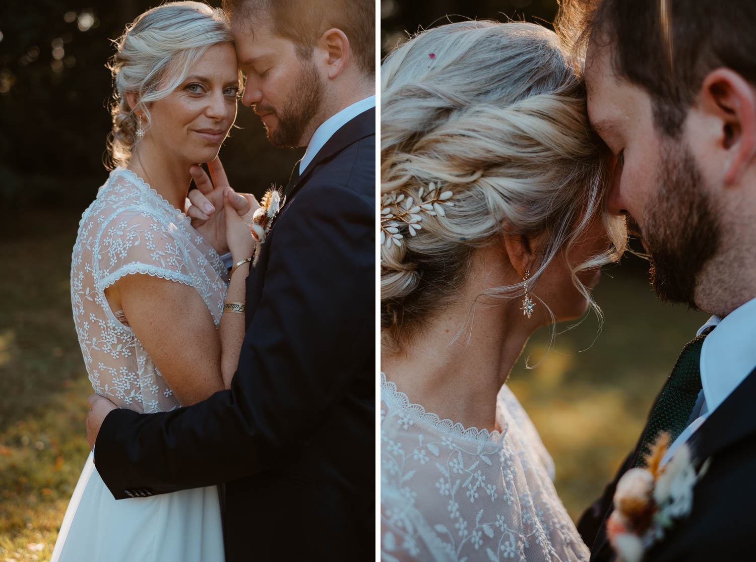 photo couple jeunes mariés lumière naturelle — Domaine de la Mazure Chapelle Basse Mer