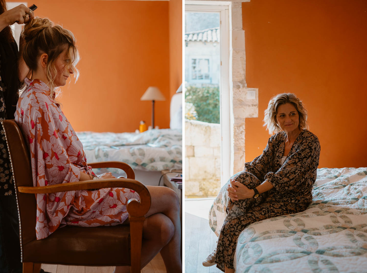 reportage photo préparatifs mariage — Château de Théon à Cozes