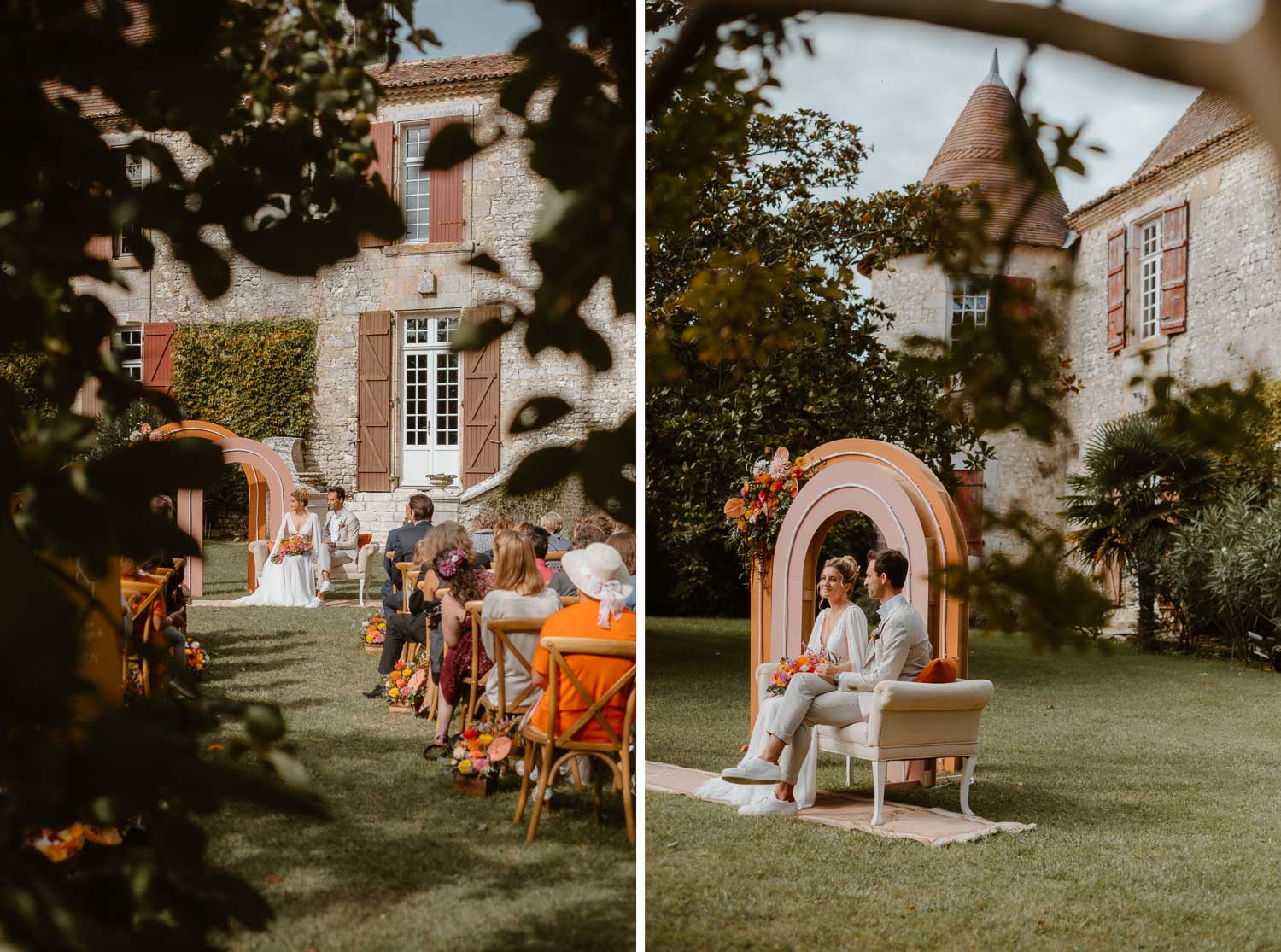 reportage photo mariage lifestyle cérémonie laïque — Château de Théon à Cozes