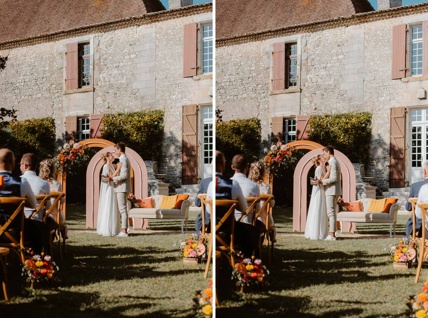 reportage photo mariage lifestyle cérémonie laïque — Château de Théon à Cozes