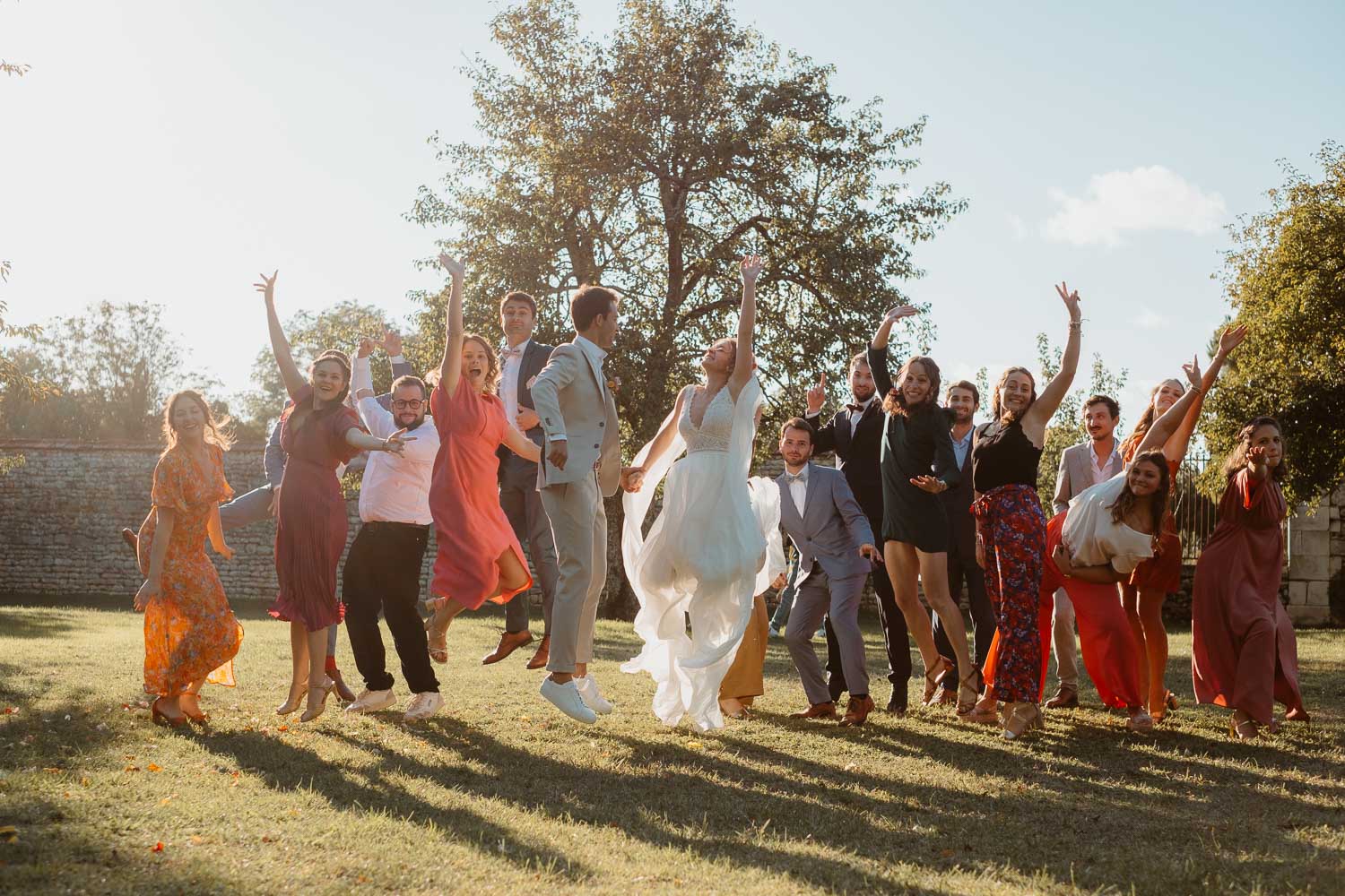 reportage photo groupe mariage— Château de Théon à Cozes