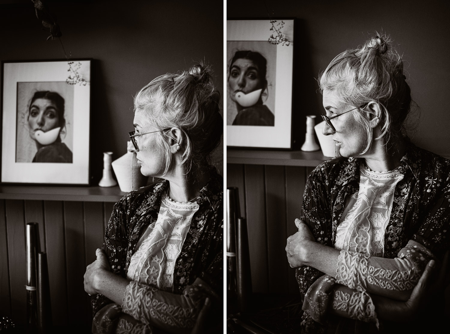 Séance N&B photo portrait artisan créateur boutique atelier Helene Turbé Joaillère Bijoux à Nantes