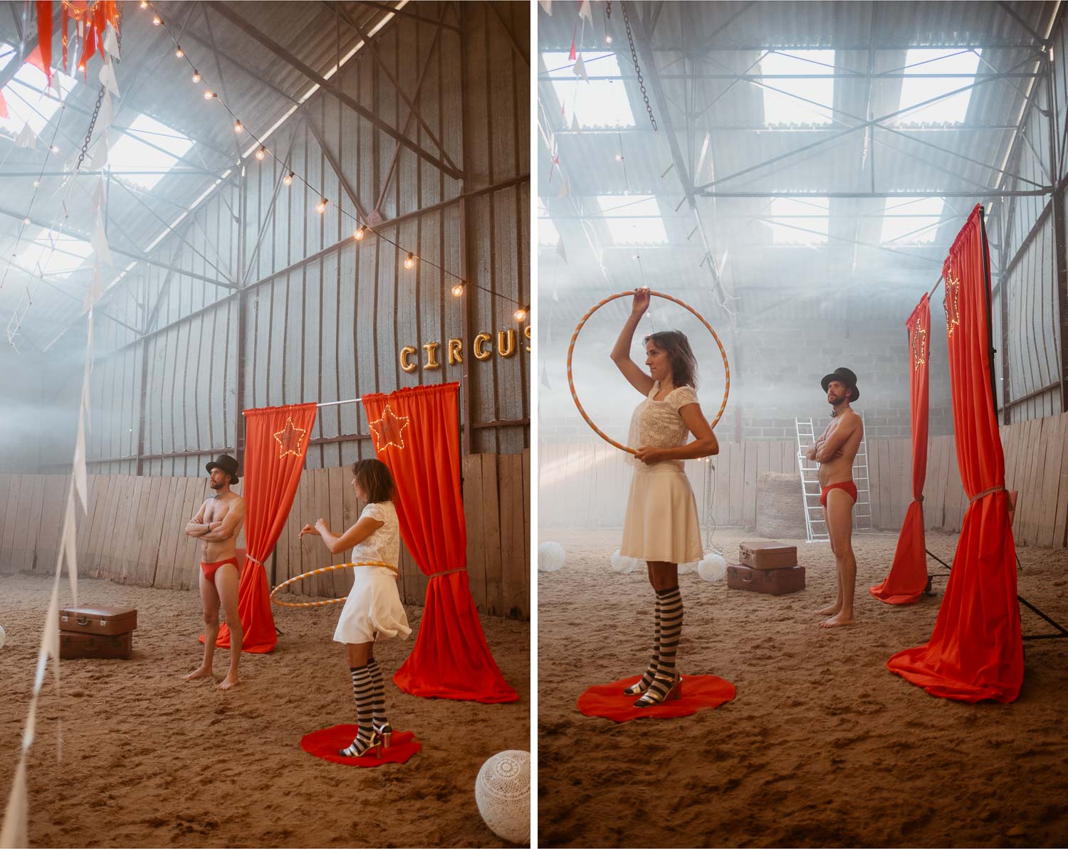 Séance photo de couple day after mise en scène thème arts du cirque en pays de la loire (44)