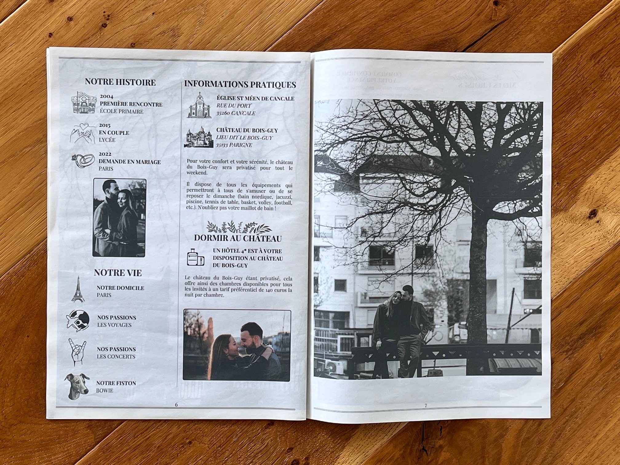 Journal 'save the date' avec les images de la séance couple à Nantes