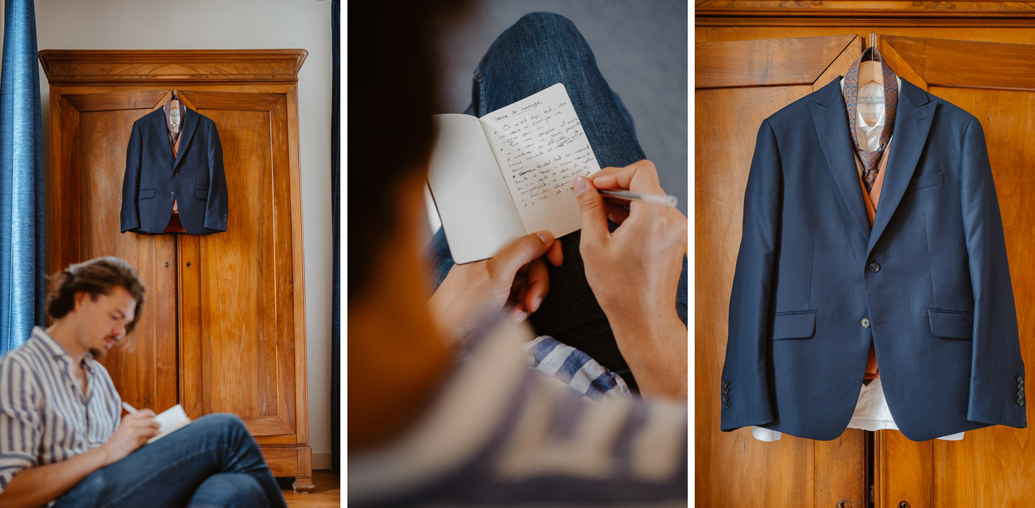 reportage photo préparatifs mariage — Château de la Forêt au Cellier