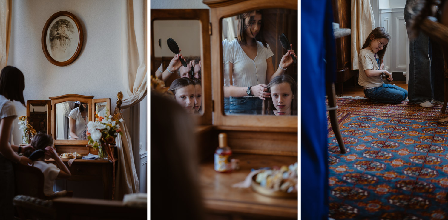 reportage photo préparatifs mariage — Château du Coing à Saint Fiacre sur Maine