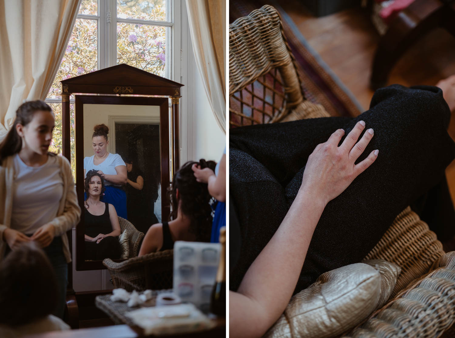 reportage photo préparatifs mariage — Château du Coing à Saint Fiacre sur Maine