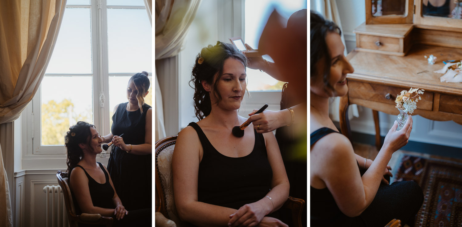 reportage photo préparatifs mariage — Château du Coing à Saint Fiacre sur Maine
