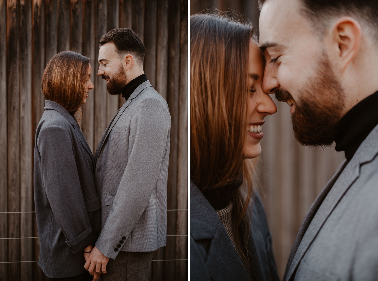 Séance photo engagement de couple save the date en hiver au coucher de soleil à Nantes (44)