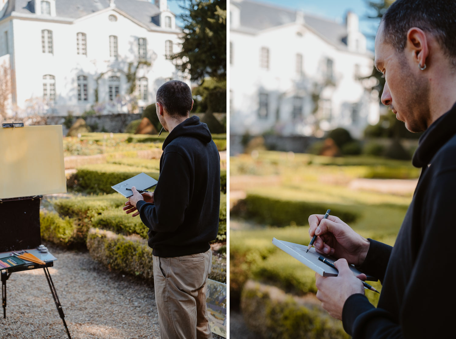 Séance photo reportage portrait artiste peintre achitecture Sami Toualit à Savennières (49)