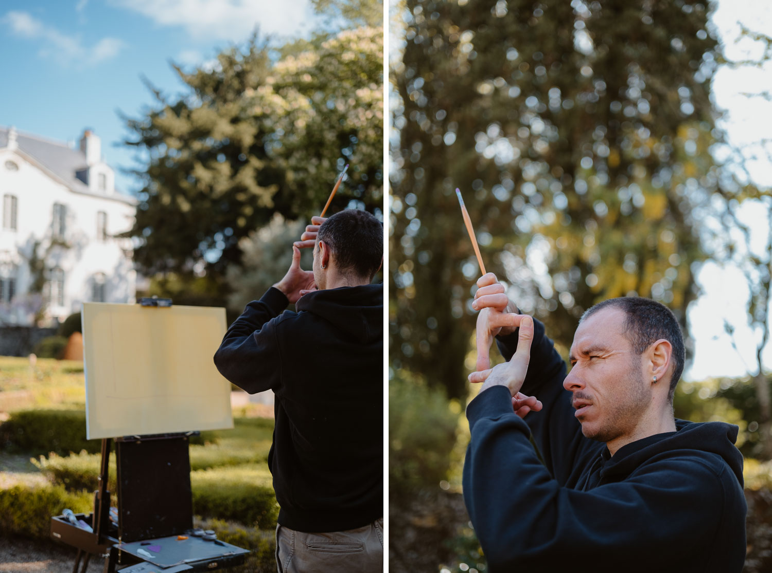 Séance photo reportage portrait artiste peintre achitecture Sami Toualit à Savennières (49)