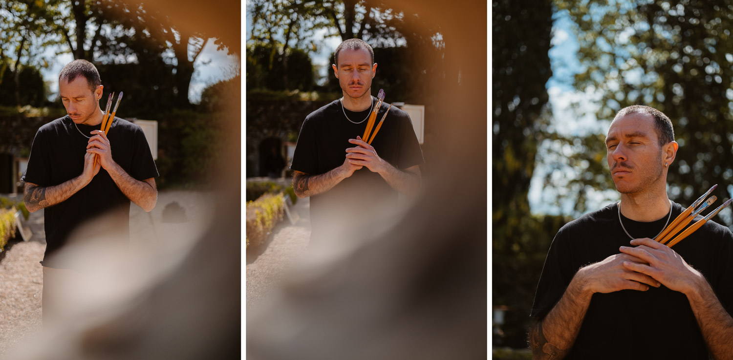 Séance photo reportage portrait artiste peintre achitecture Sami Toualit à Savennières (49)