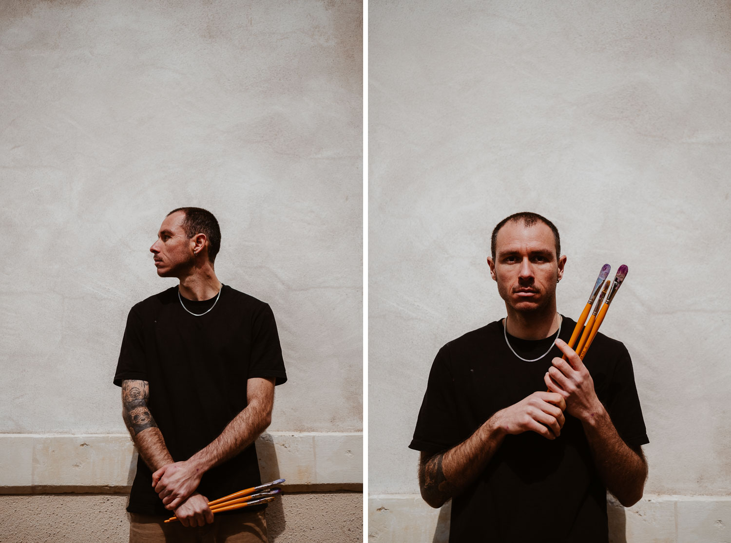 Séance photo reportage portrait artiste peintre achitecture Sami Toualit à Savennières (49)