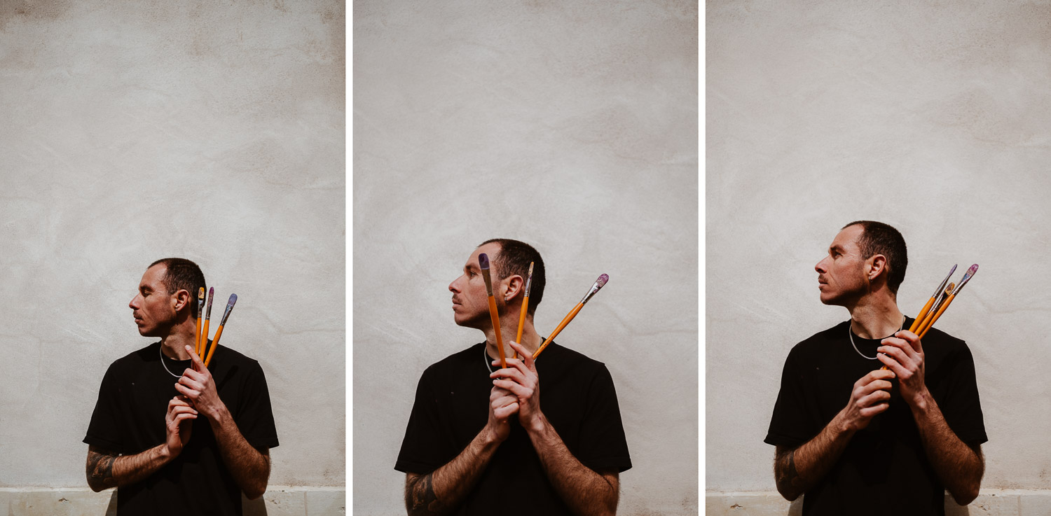 Séance photo reportage portrait artiste peintre achitecture Sami Toualit à Savennières (49)