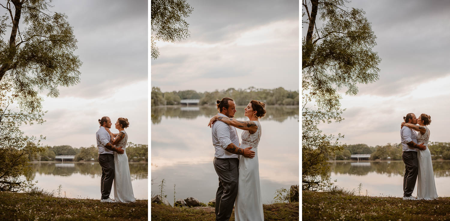 séance photo couple jeunes mariés Bord de lac — Rives de Grandlieu - 44