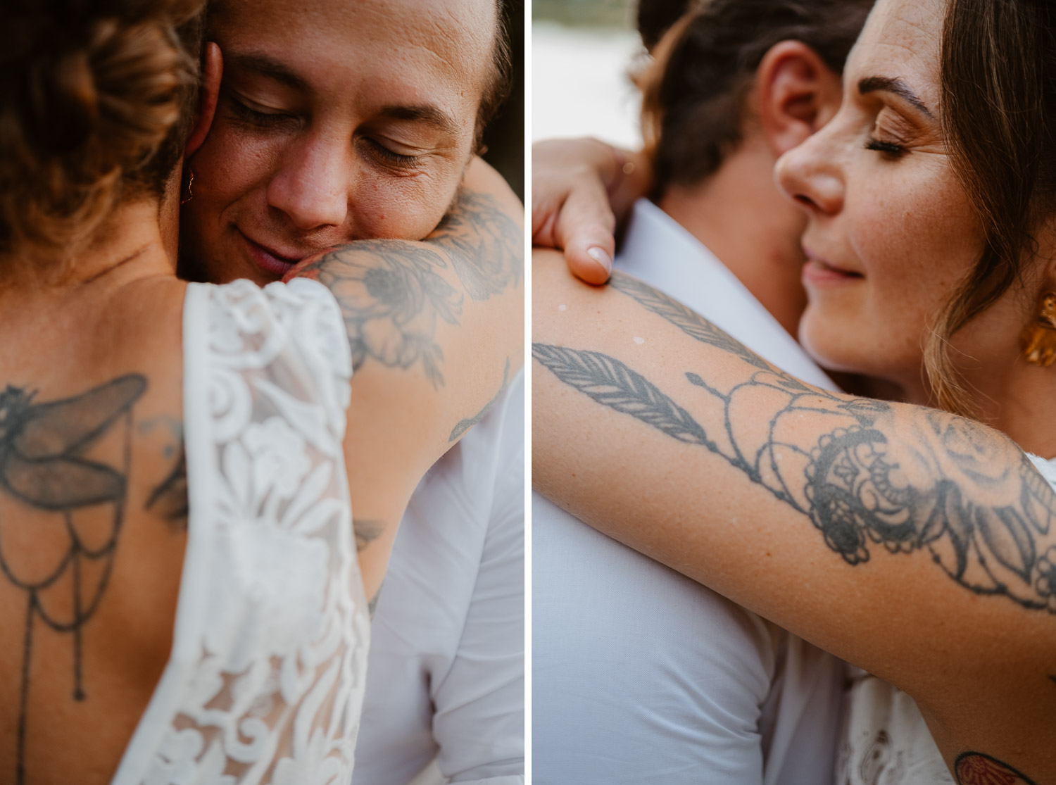 séance photo couple jeunes mariés tatoués Bord de lac — Rives de Grandlieu - 44