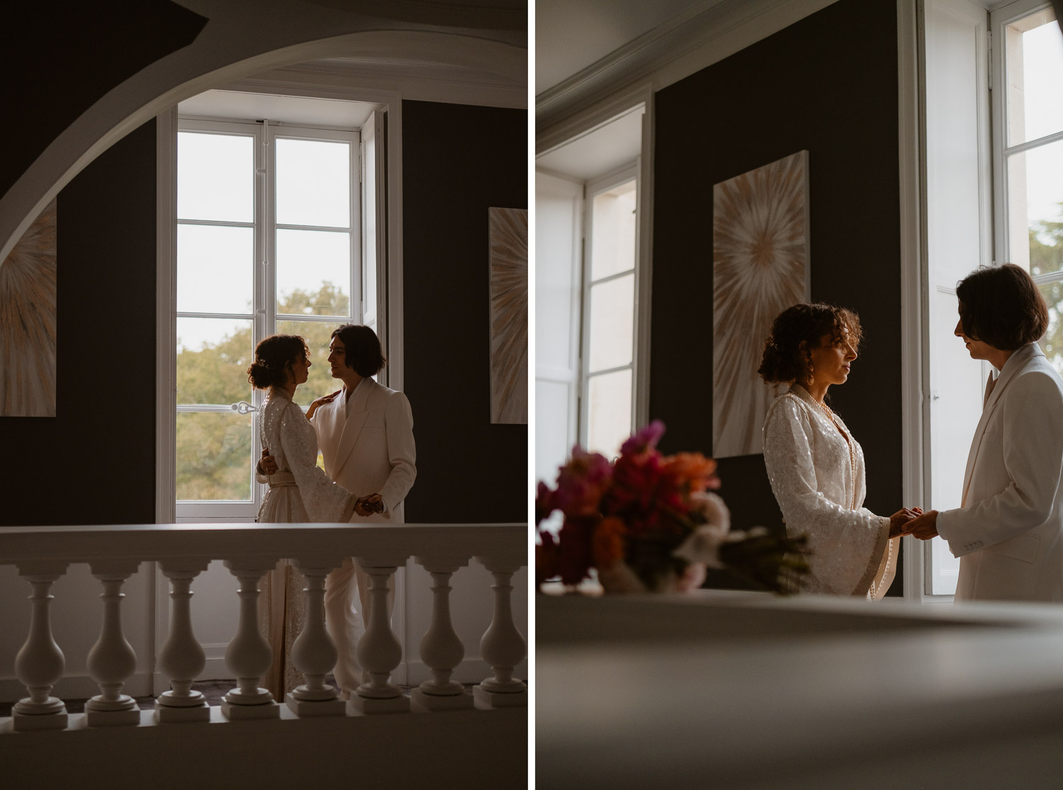 reportage photo préparatifs caftan haute couture Taïka by Nour mariée — Château de la Rairie à Pont Saint Martin