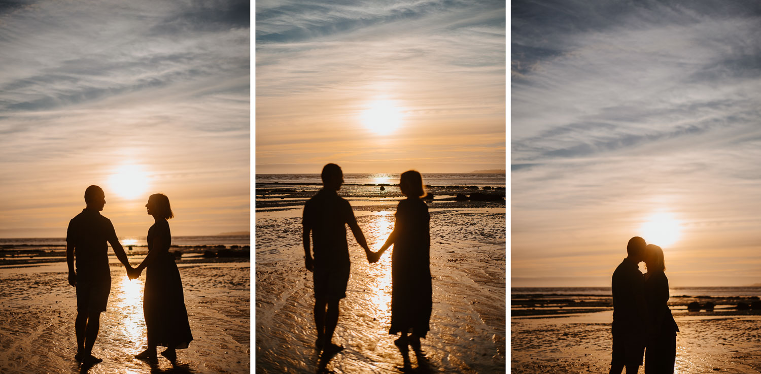 Séance photo de famille en bord de mer au coucher de soleil près de Pornic en loire atlantique