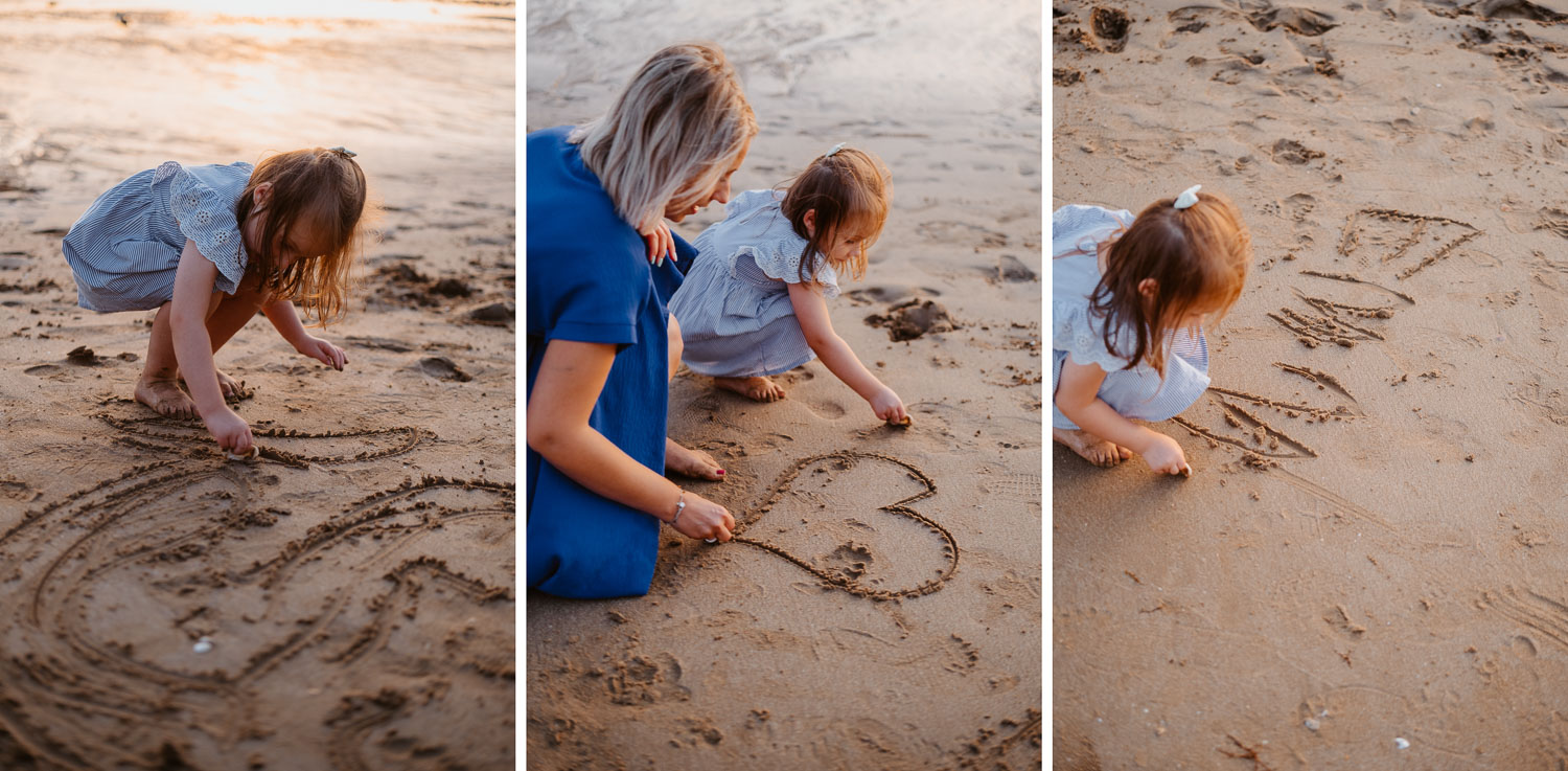 Séance photo de famille en bord de mer au coucher de soleil près de Pornic en loire atlantique